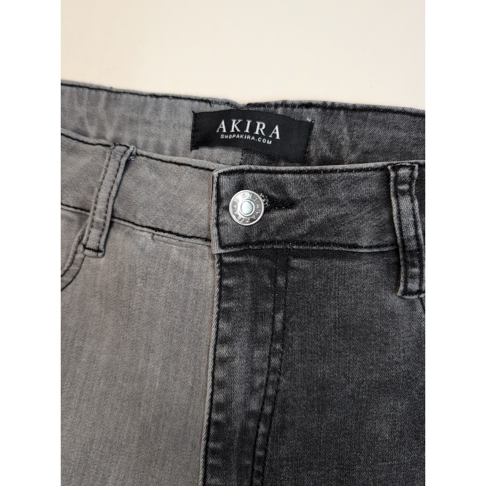 Akira Women's Sz 19 Twotone Gray Jeans Stretch Flex Fit Punk Whimsigoth Highrise
